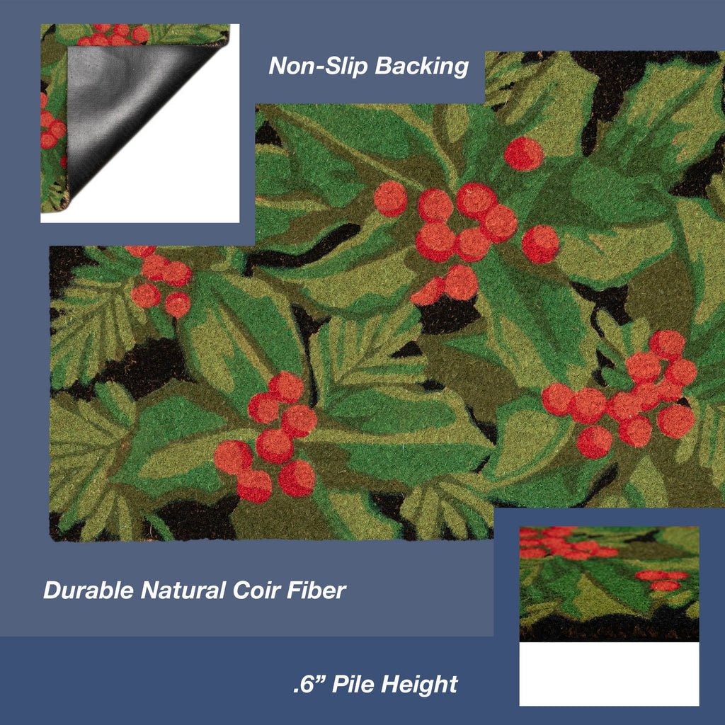 Natura Hollyberries Coir Doormat with Non-Slip Backing