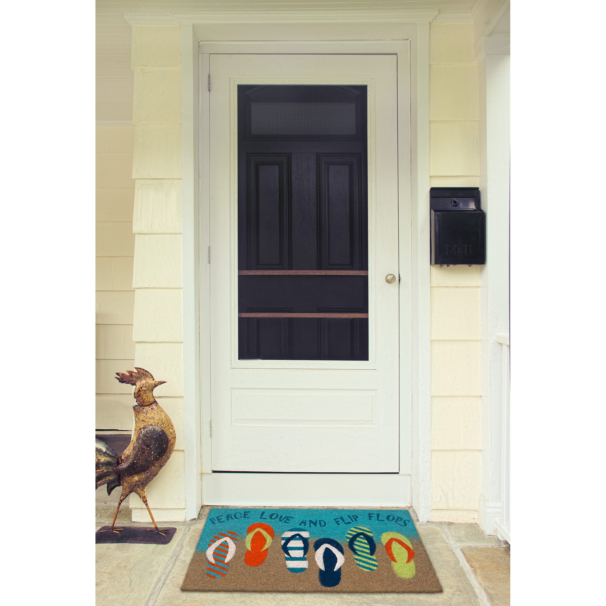 Natura Flip Flops Ombre Coir Doormat with Non-Slip Backing