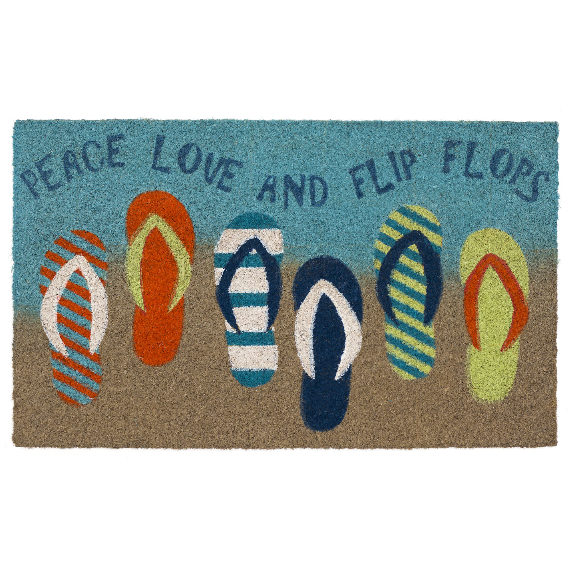 Natura Flip Flops Ombre Coir Doormat with Non-Slip Backing