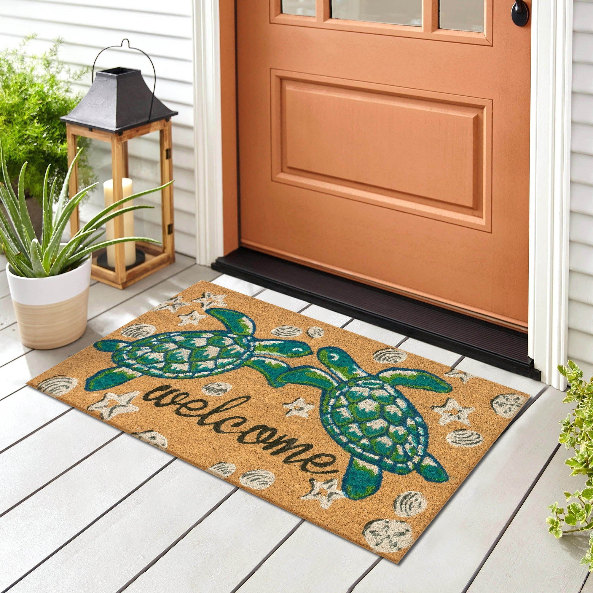 Natura Seaturtle Welcome Coir Doormat with Non-Slip Backing
