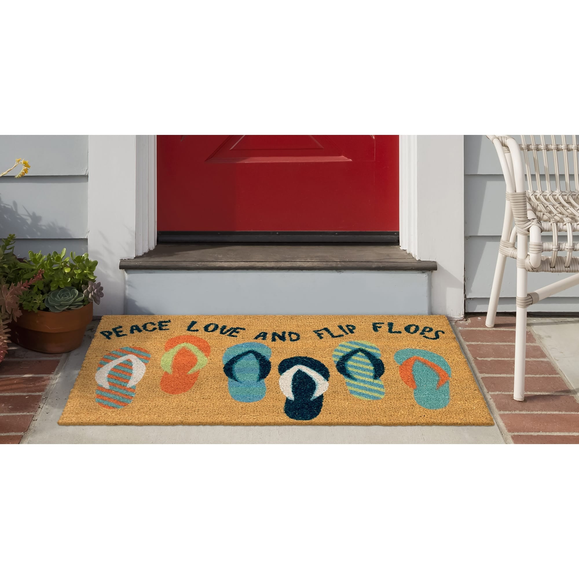 Natura Flip Flops Ombre Coir Doormat with Non-Slip Backing