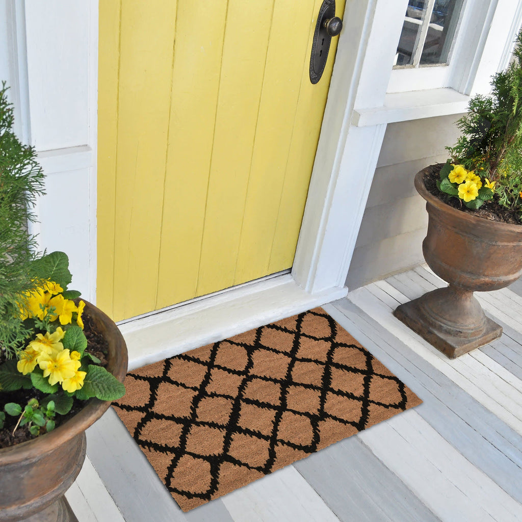 Natura Ikat Lattice Coir Doormat with Non-Skid Backing