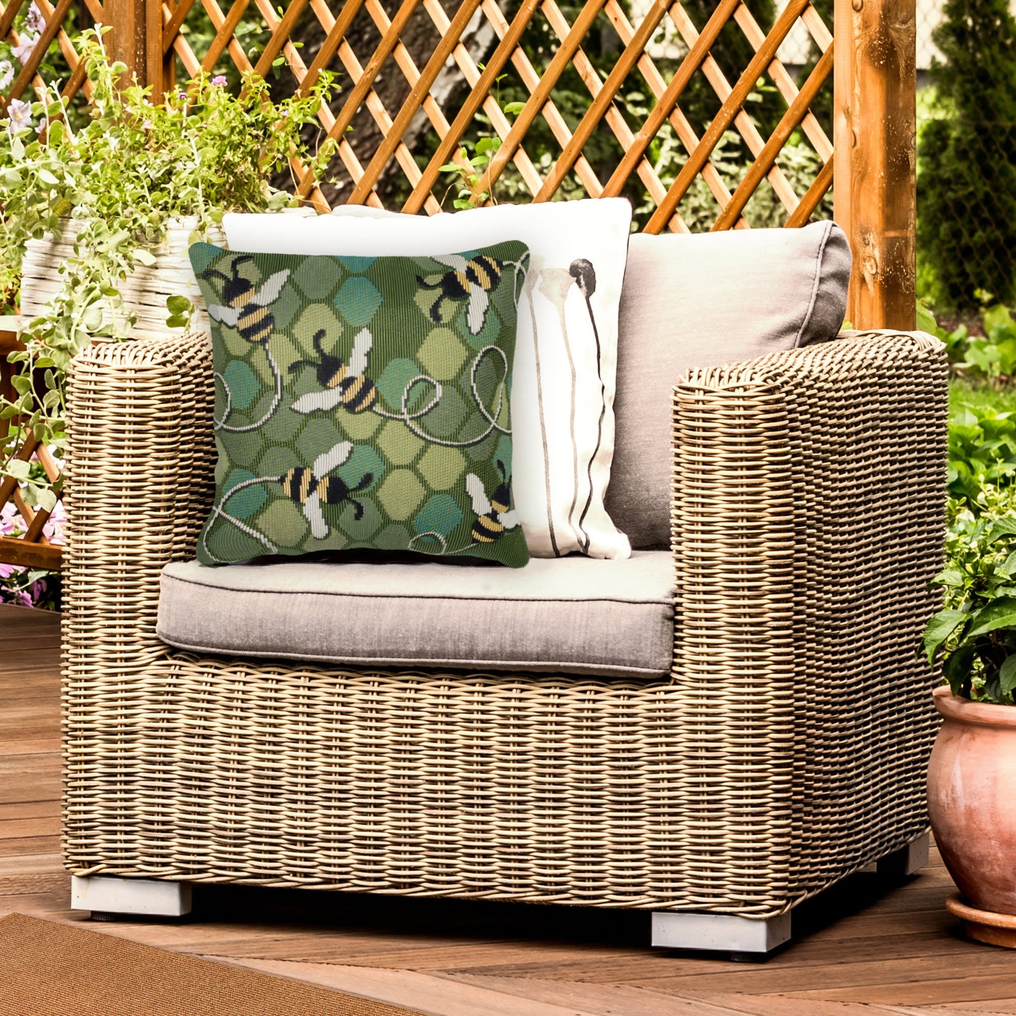 Marina Bee Free Indoor Outdoor Throw Pillow