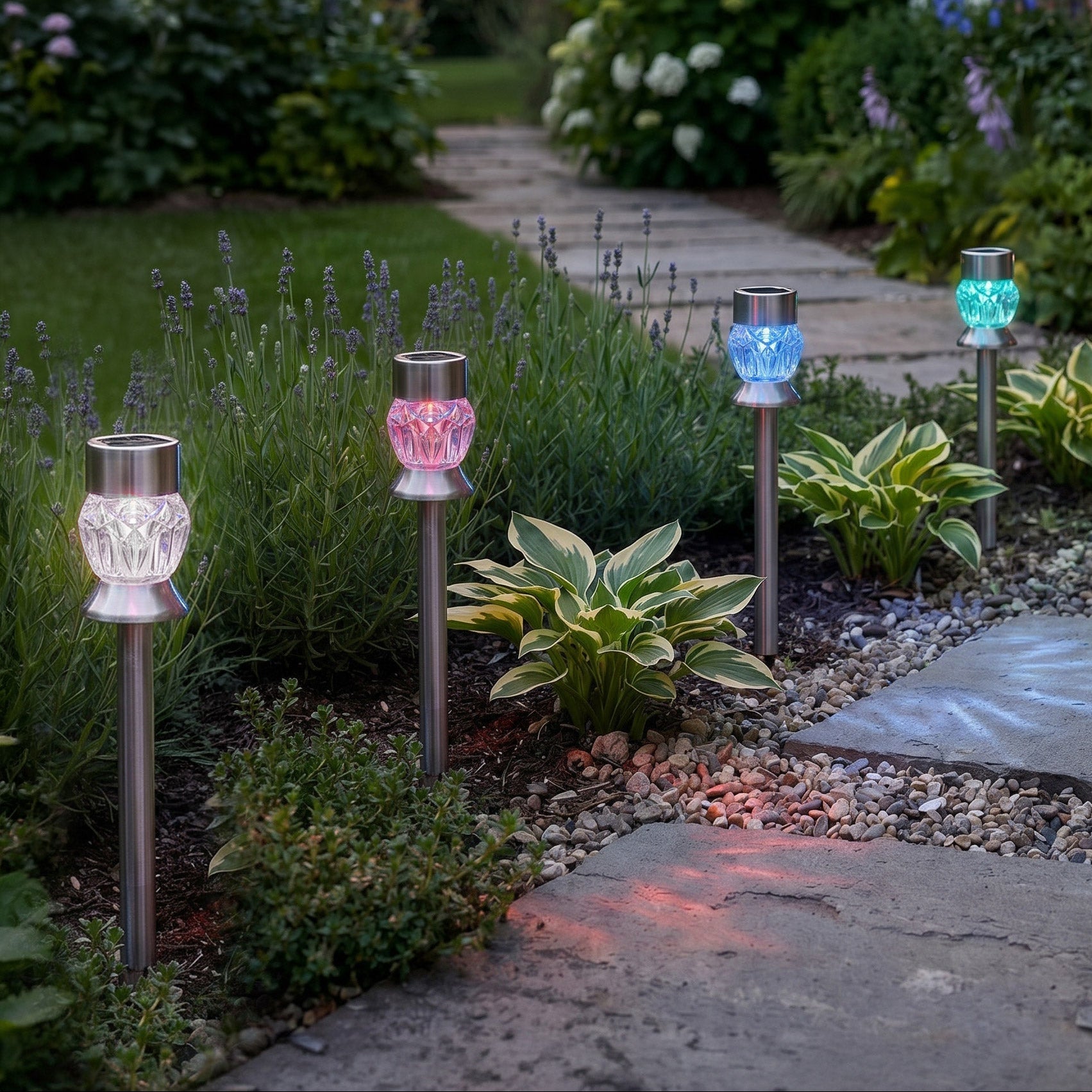 Diamond Solar Color-Changing Stakes - Set of 4